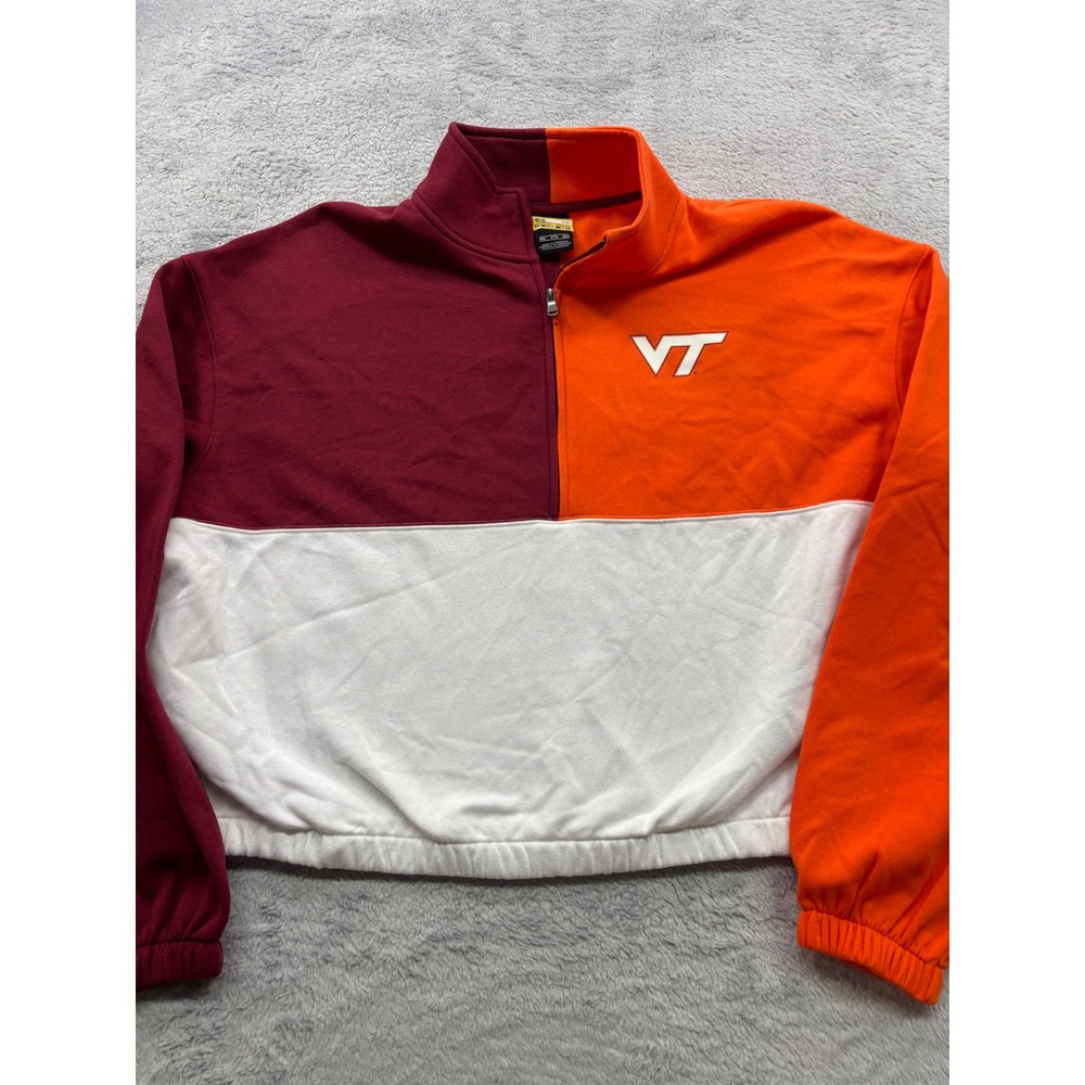 Captivating Virginia Tech Hokies Quarter Zip Colorblock Cropped Pullover‎ 2XL